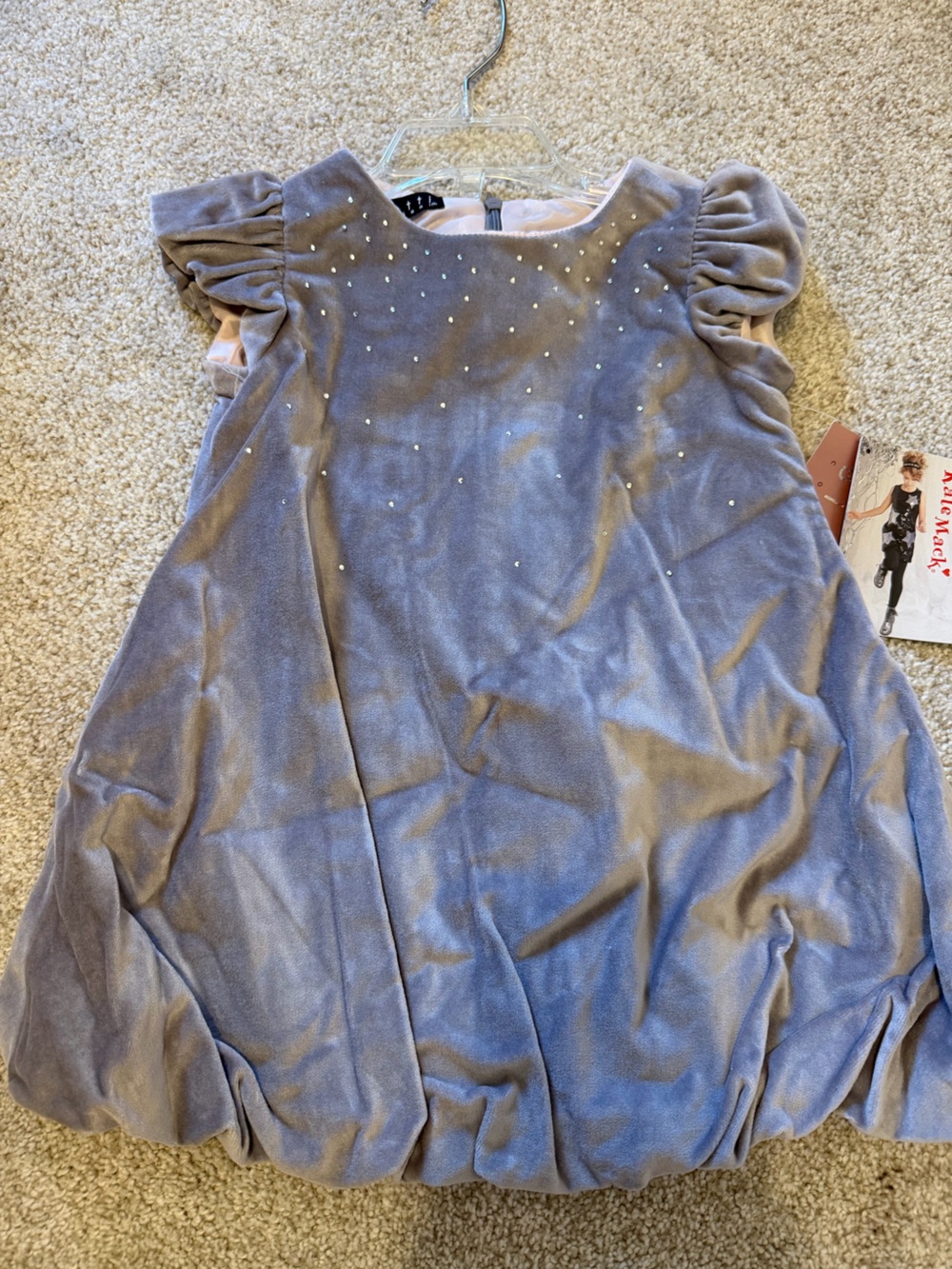 NWT Biscotti Kate Mack Silver Velvet Dress 24M Rhinestone Bubble Holiday Party